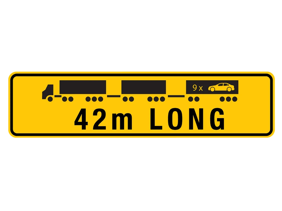 60m Long Road Train Warning Metal Sign