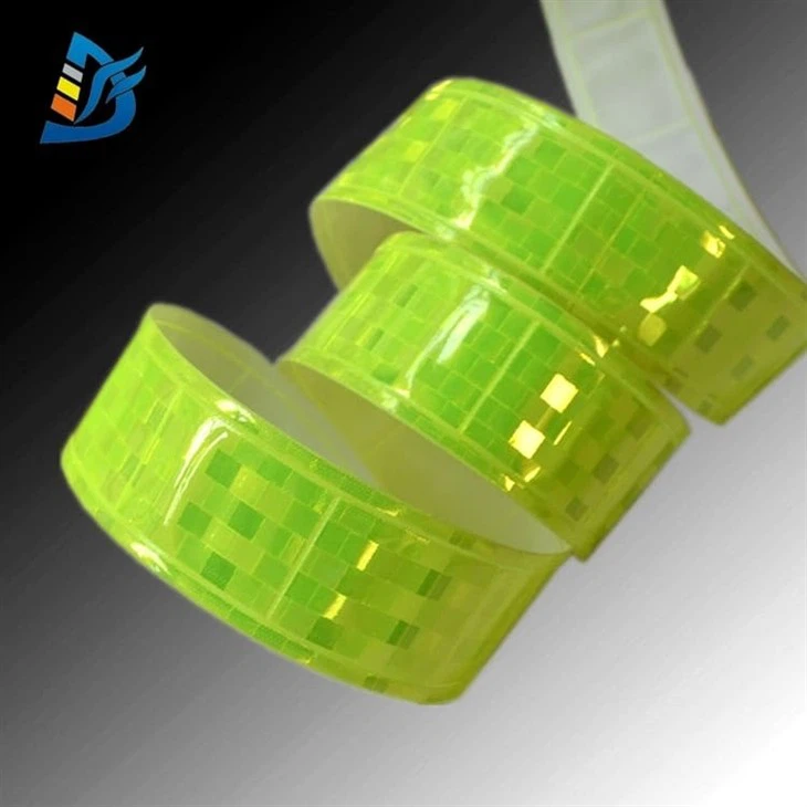 Fluorescent Yellow Checkered PVC Reflective Tape For Clothing