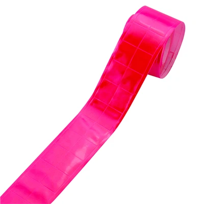 Băng phản quang PVC kẻ caro màu hồng cho quần áo