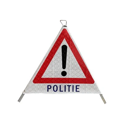 Biển báo cảnh báo gấp chân máy phản quang màu đỏ trắng Politie